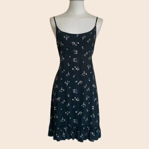 Brandy Melville Dark Forest Green Flowy Floral Sun Dress